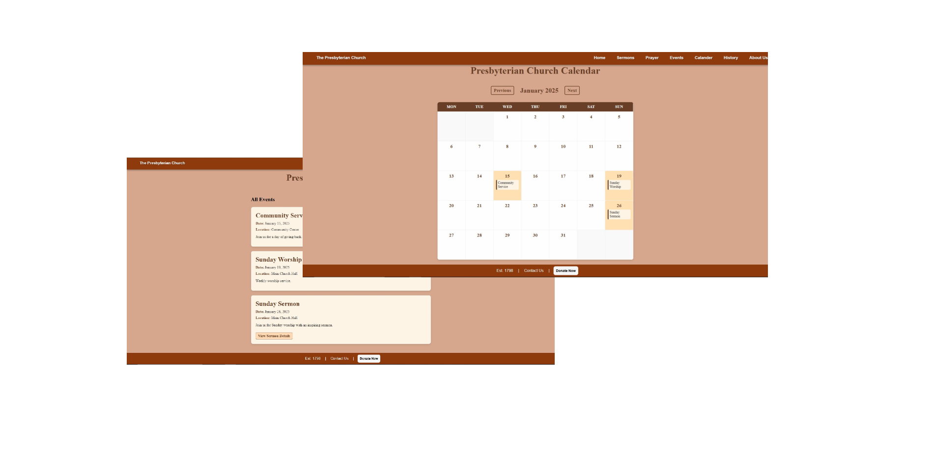 Presbyterian Church Website Screenshot